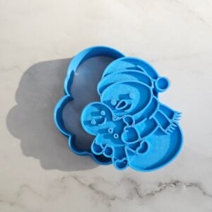 Snowman Hugging Gingerbread Man Cookie Cutter & Stamp – Holiday Series – 3” and 4.75” Sizes