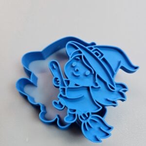 Cute Witch Flying on a Broom Cookie Cutter & Stamp – Halloween Series – 3” and 4.75” Sizes