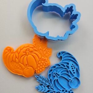 Cornucopia Cookie Cutter & Stamp – Thanksgiving Series – 3” and 4.75” Sizes