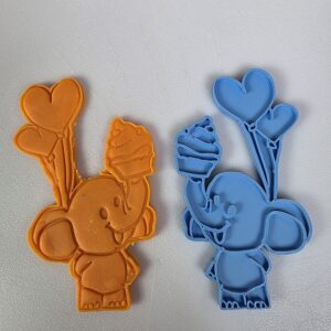 Cute Elephant Holding Balloons Cookie Cutter & Stamp – Elephant Cookie Cutter – Birthday Cookie Cutter – Baby Shower Cookies – 3” and 4.75”
